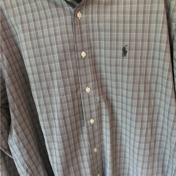 Ralph Lauren Blake 100% Two-Ply Cotton Dress Shirt Grey/Pink/White Stripes M - Picture 4 of 11